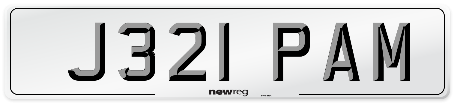 J321 PAM Number Plate from New Reg